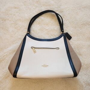 Coach Kristy Shoulder Bag In Colorblock Chalk, Black, and Taupe C6828 NWOT